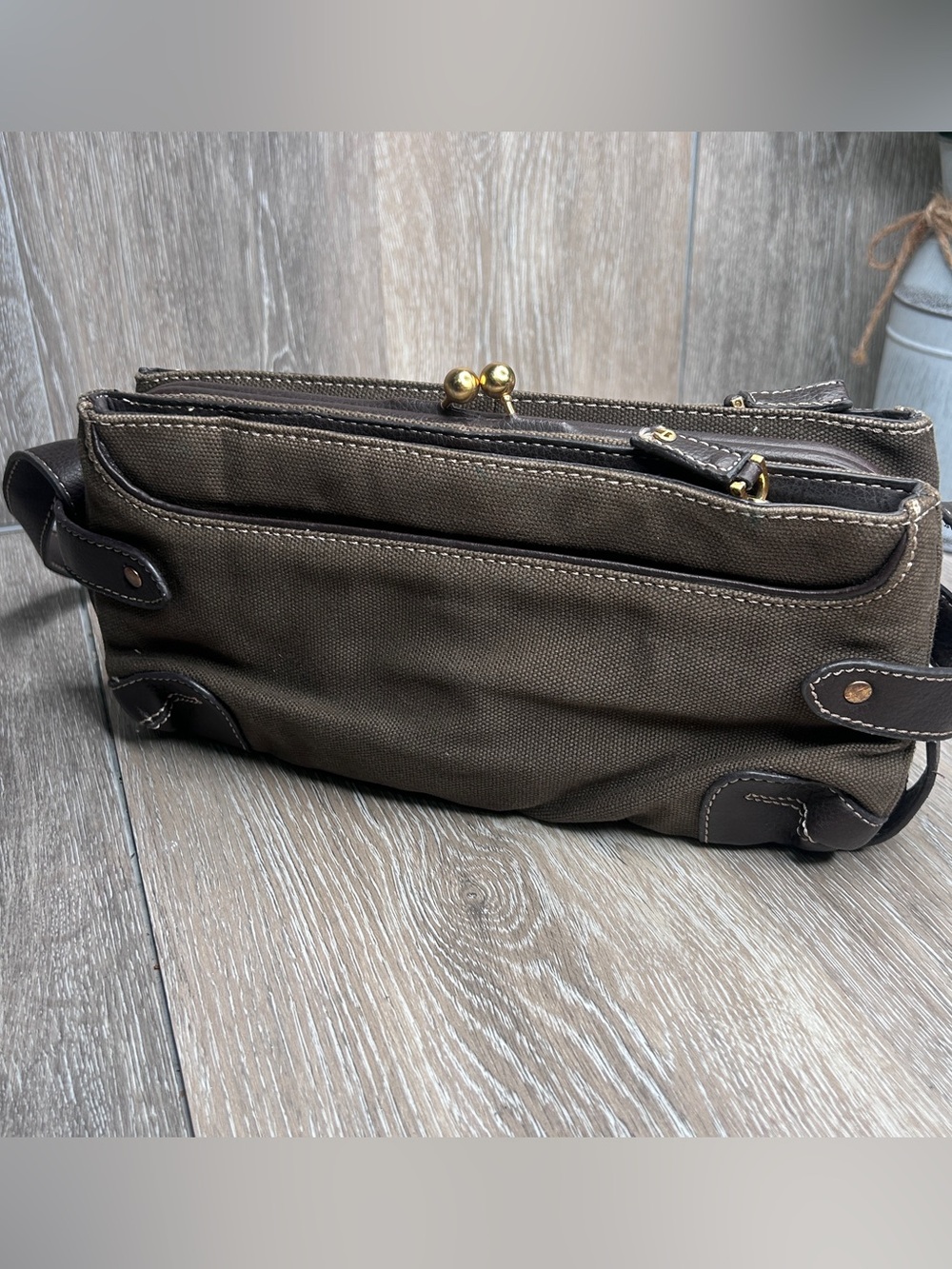 Etienne Aigner Brown Crossbody Bag |
Canvas Messenger w/ Leather Strap - Picture 3 of 16